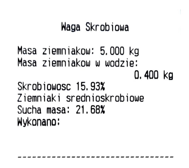 Waga do skrobi kwit wagowy